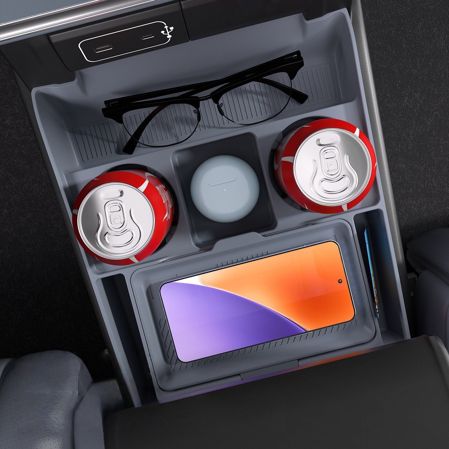 XPeng G6 Integrated Armrest Storage Box Lower Center Console Organizer