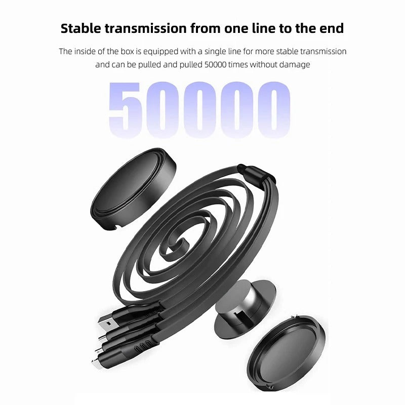 Car 100w Fast Charging Data Cable Scalable 3 In 1 Phone Charger USB Type C for Xpeng