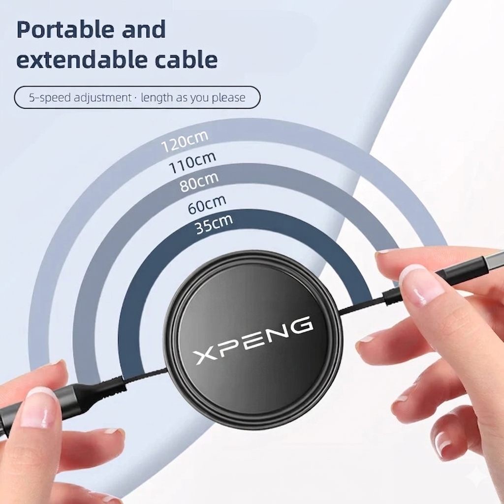 Car 100w Fast Charging Data Cable Scalable 3 In 1 Phone Charger USB Type C for Xpeng