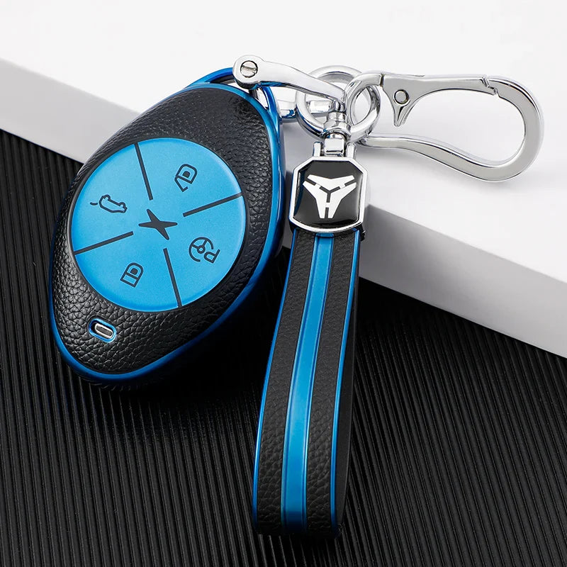 Leather TPU Car Key Fob Case Cover Protector for Xpeng G3  P7