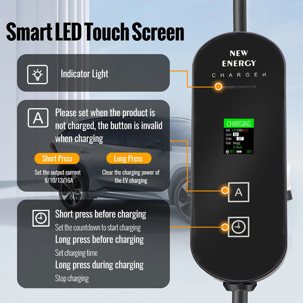 Portable 7KW 32A Type 2 EV Charger 5M/10M Single Phase CEE 3PIN EU plug