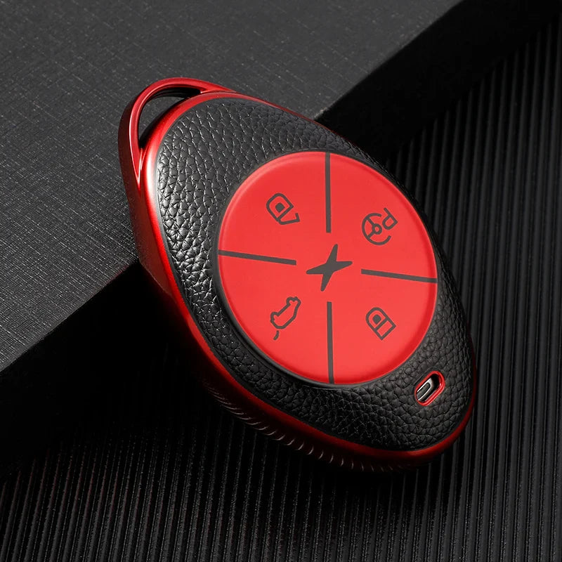 Leather TPU Car Key Fob Case Cover Protector for Xpeng G3  P7