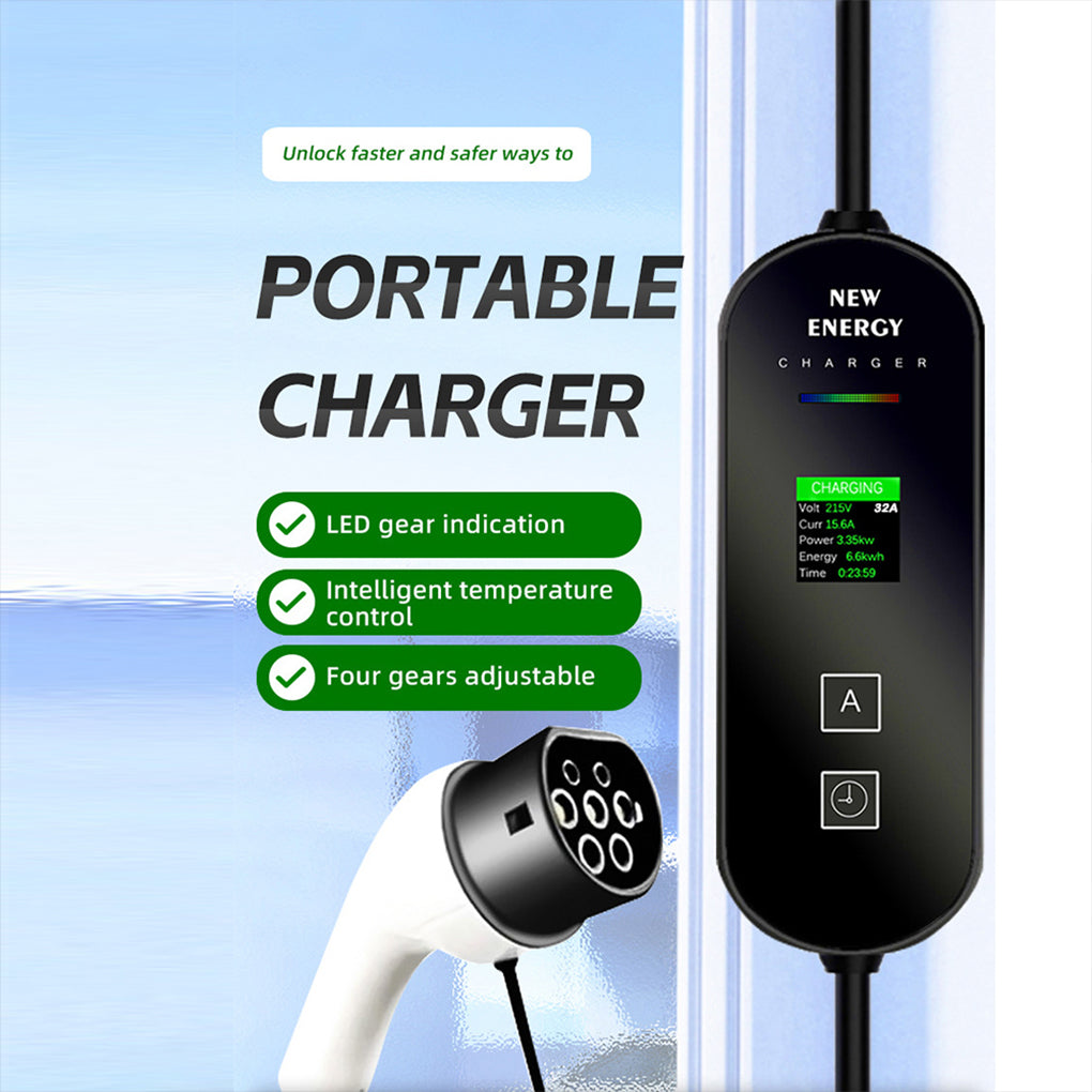 Portable 7KW 32A Type 2 EV Charger 5M/10M Single Phase CEE 3PIN EU plug