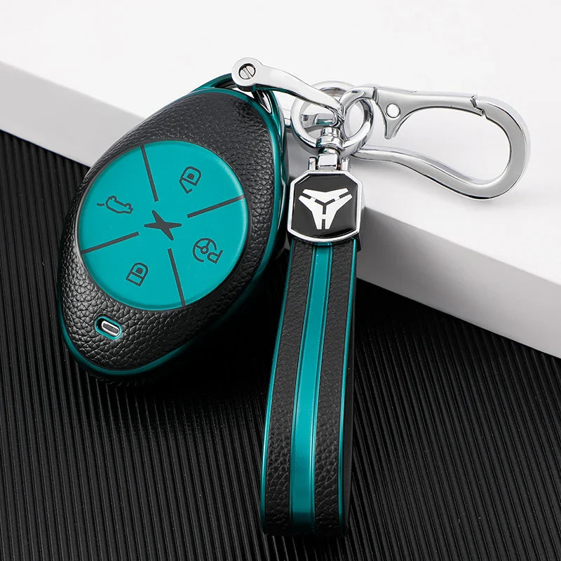 Leather TPU Car Key Fob Case Cover Protector for Xpeng G3  P7